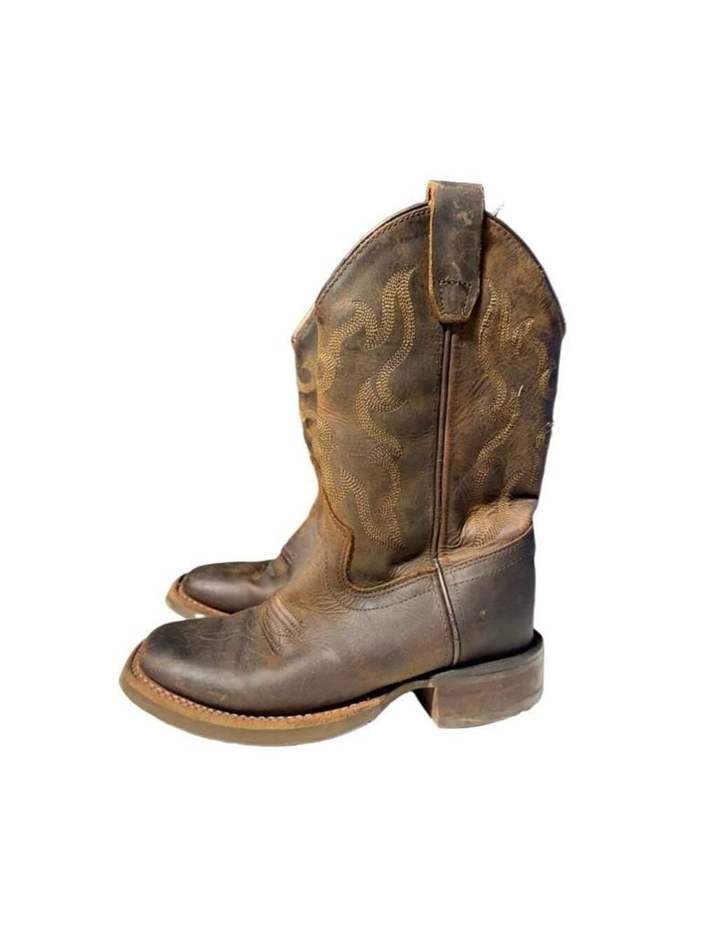Old West BSC1904 Kids Square Toe Western Boot Dark Brown